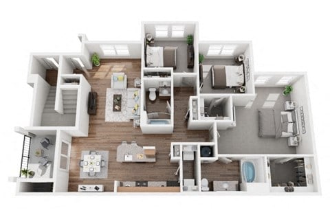 Floor plan for 3 beds, 2 baths, 1703 sqft